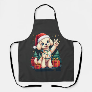 Funny Peace Hand Poodle Kerstverlichting Dames T-S Schort