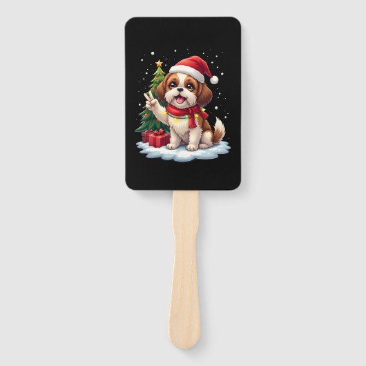 Funny Peace Hand Shih Tzu Christmas Lights Womens  Handwaaier (Voorkant)