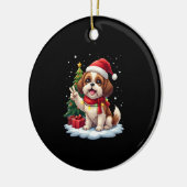 Funny Peace Hand Shih Tzu Christmas Lights Womens  Keramisch Ornament (Links)