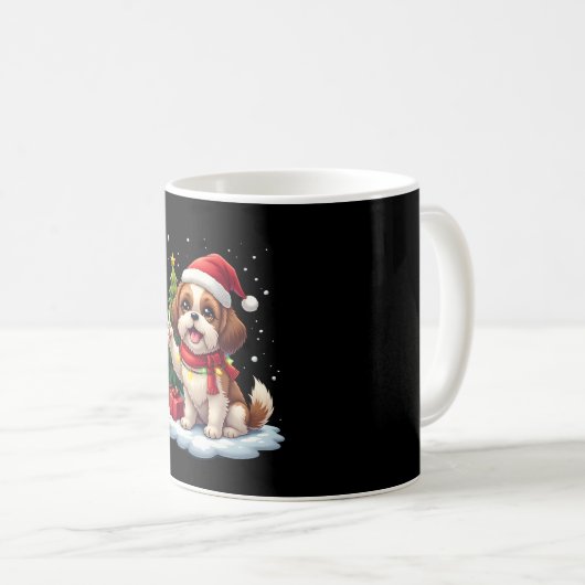Funny Peace Hand Shih Tzu Christmas Lights Womens  Koffiemok (Voorkant rechts)