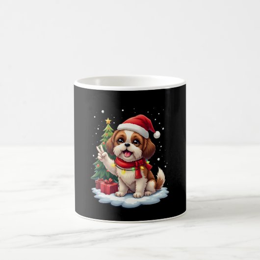 Funny Peace Hand Shih Tzu Christmas Lights Womens Koffiemok (Center)