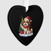 Funny Peace Hand Shih Tzu Christmas Lights Womens  Ornament (voorkant)