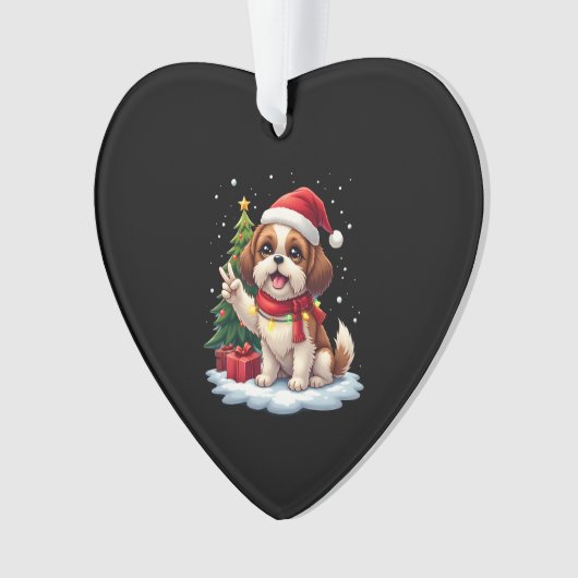 Funny Peace Hand Shih Tzu Christmas Lights Womens Ornament (voorkant)