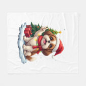 Funny Peace Hand Shih Tzu Kerstverlichting Dames  Fleece Deken (Voorkant (Horizontaal))