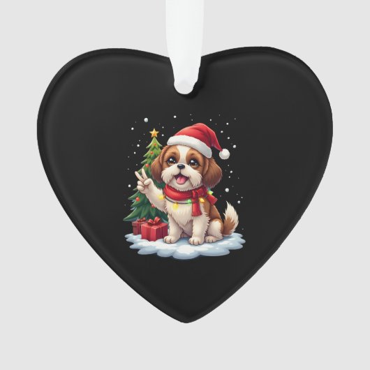 Funny Peace Hand Shih Tzu Kerstverlichting Dames  Ornament (voorkant)