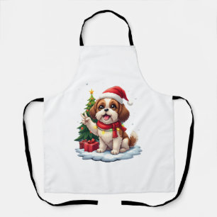 Funny Peace Hand Shih Tzu Kerstverlichting Dames Schort