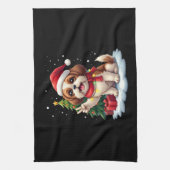 Funny Peace Hand Shih Tzu Kerstverlichting Dames Theedoek (Verticaal)