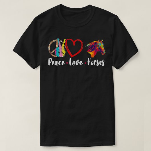 Funny Peace Love Horses Graphic T-shirt (Design voorkant)