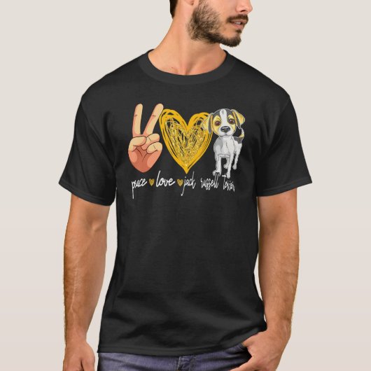 Funny Peace Love Jack Russell Terrier Cute Dog T-shirt (Voorkant)