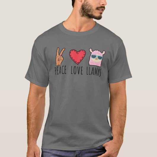 Funny Peace Love Llamas T-shirt (Voorkant)
