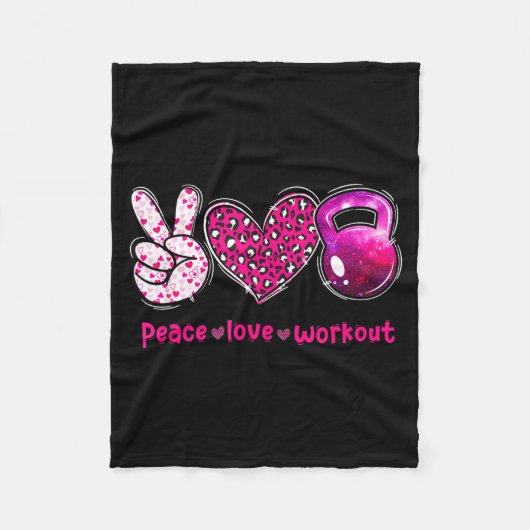 Funny Peace Love Workout Gym Lifting Gymer Valenti Fleece Deken (Voorkant)