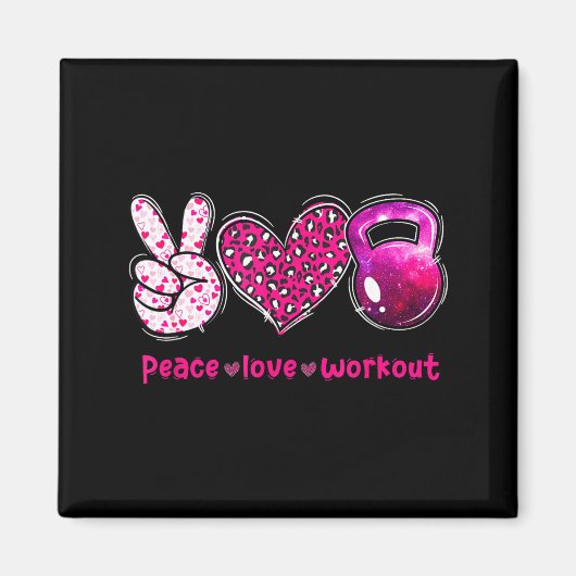 Funny Peace Love Workout Gym Lifting Gymer Valenti Magneet (Voorkant)