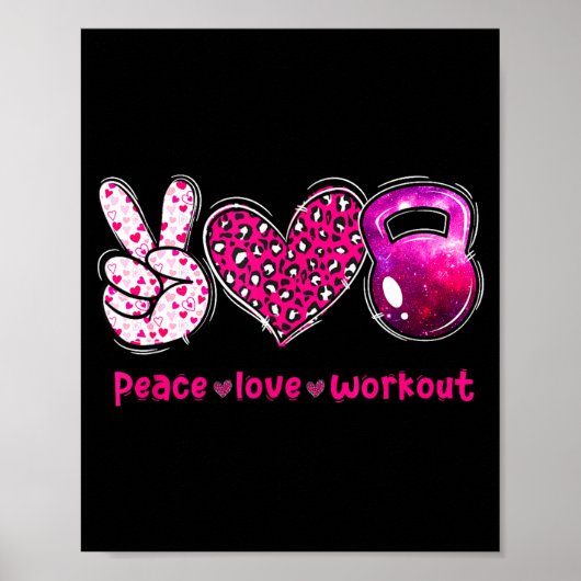 Funny Peace Love Workout Gym Lifting Gymer Valenti Poster (Voorkant)