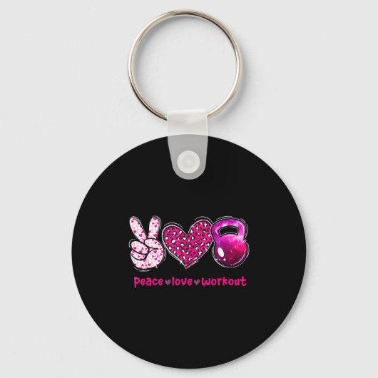 Funny Peace Love Workout Gym Lifting Gymer Valenti Sleutelhanger (Voorkant)