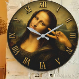 Funny Peace Mona Lisa Victory Sign Renaissance Art Grote Klok