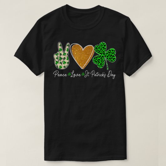 Funny Peace Sign Heart Shamrock Peace Love St Patr T-shirt (Design voorkant)