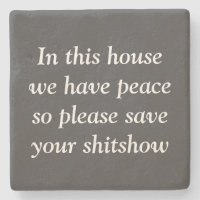 Funny Peaceful Home Grey Stone Onderzetter