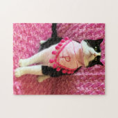 Funny Peaches the Tuxedo Cat Pink Puzzle Legpuzzel (Horizontaal)