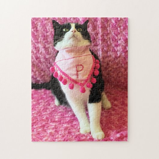 Funny Peaches the Tuxedo Cat Pink Puzzle Legpuzzel (Verticaal)