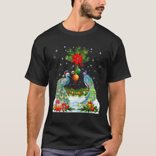 Funny Peacock-kerstboom T-shirt (Voorkant)