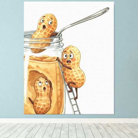 Funny Peanut Butter Canvas Afdruk (Insitu (Houten vloer))