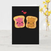 Funny Peanut Butter en Jelly Couple Kawaii Kaart (Gele Bloem)
