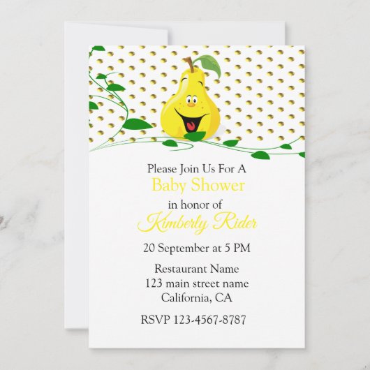 Funny Pear Baby shower Uitnodiging (Voorkant)