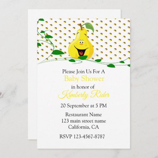 Funny Pear Baby shower Uitnodiging (Voorkant / Achterkant)