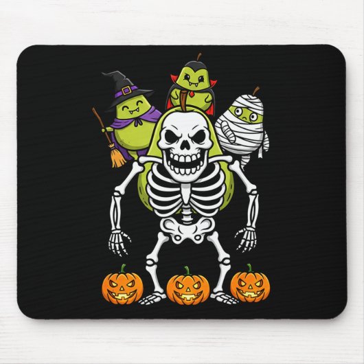 Funny Pear Skeleton Mummy Witch Halloween Kids Men Muismat (Voorkant)