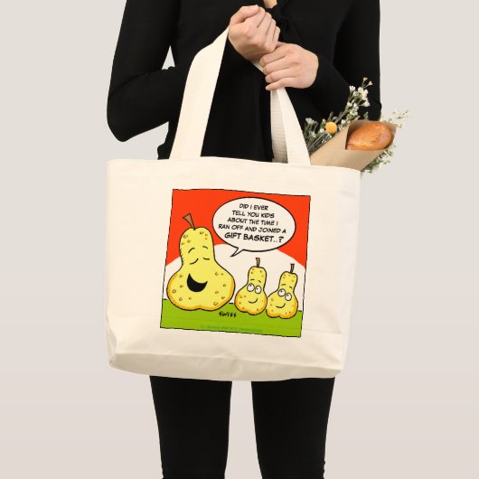 Funny Pears Cartoon Art Humoureuze fruitcadeaus Grote Tote Bag (Voorkant (product))