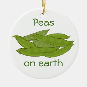Funny Peas-kerstsiererwten op Aarde Aangepast Keramisch Ornament