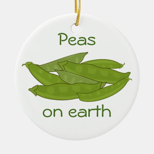 Funny Peas-kerstsiererwten op Aarde Aangepast Keramisch Ornament (Voorkant)