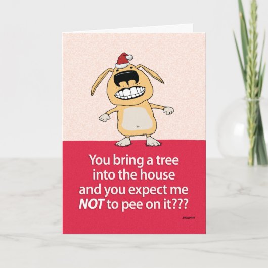 Funny Pee op Tree Dog Kerstmis Kaart (Voorkant)