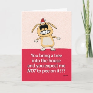 Funny Pee op Tree Dog Kerstmis Kaart