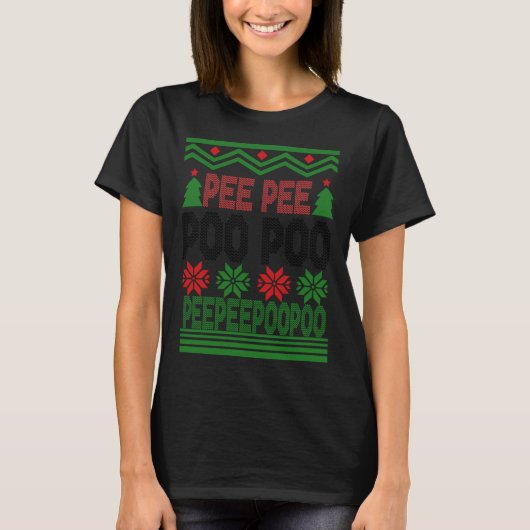Funny Pee Poo Poo Ugly KerstSweater Sweat T-shirt (Voorkant)
