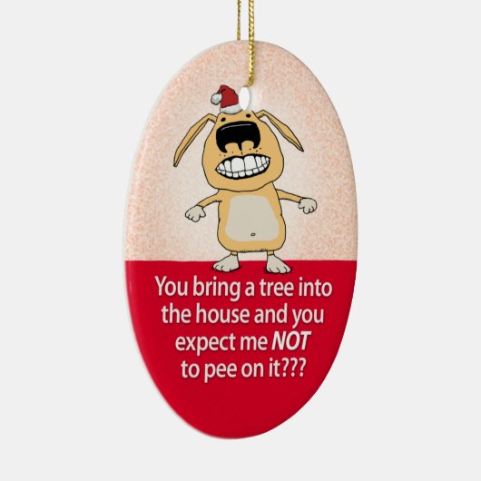 Funny Peeings Dog kerstversiering Keramisch Ornament (Rechts)