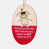 Funny Peeings Dog kerstversiering Keramisch Ornament (Links)