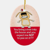 Funny Peeings Dog kerstversiering Keramisch Ornament (Voorkant)
