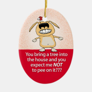 Funny Peeings Dog kerstversiering Keramisch Ornament