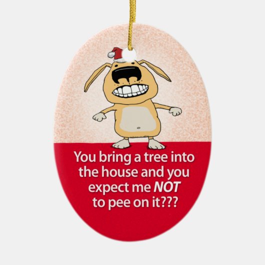 Funny Peeings Dog kerstversiering Keramisch Ornament (Voorkant)