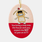 Funny Peeings Dog kerstversiering Keramisch Ornament (Achterkant)