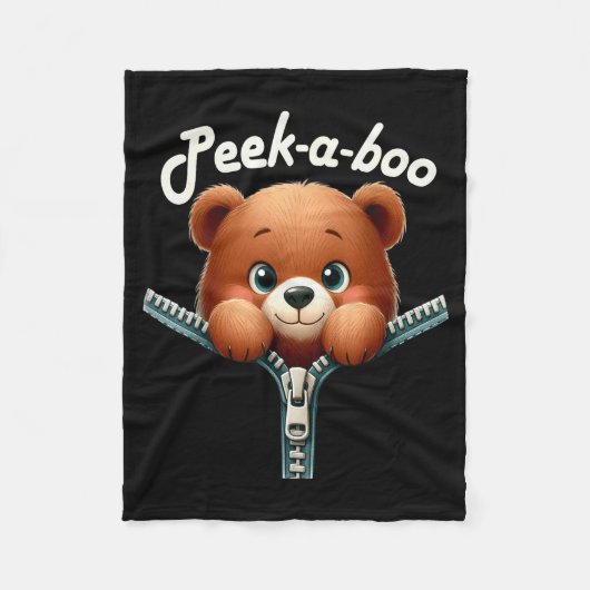 Funny - Peek-a-boo - Bear Fleece Deken (Voorkant)