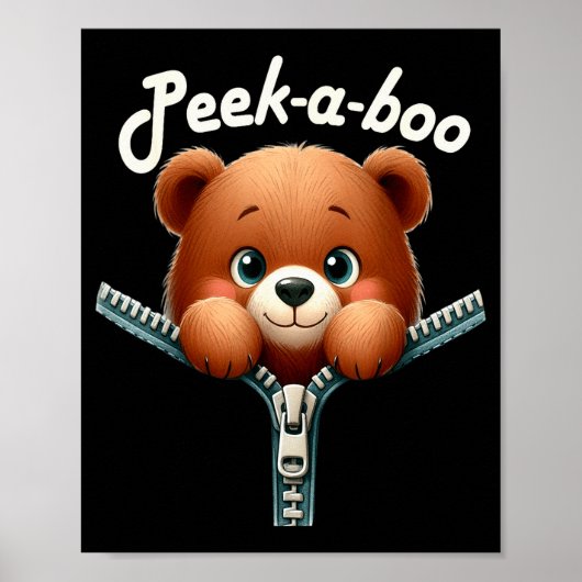 Funny - Peek-a-boo - Bear  Poster (Voorkant)