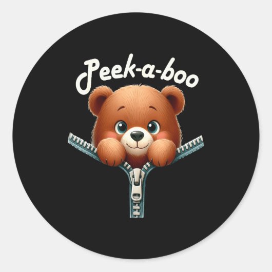 Funny - Peek-a-boo - Bear Ronde Sticker (Voorkant)