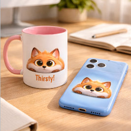 Funny Peekaboo Fox "Thirsty!" Cute Office Gift Mok