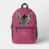 Funny Peeking Zebra Pink Bedrukte Rugzak (Voorkant)