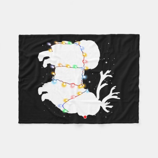 Funny Pekingese Dog Tree Christmas Lights Xmas Paj Fleece Deken (Voorkant (Horizontaal))