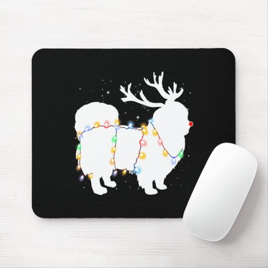 Funny Pekingese Dog Tree Christmas Lights Xmas Paj Muismat (Met muis)