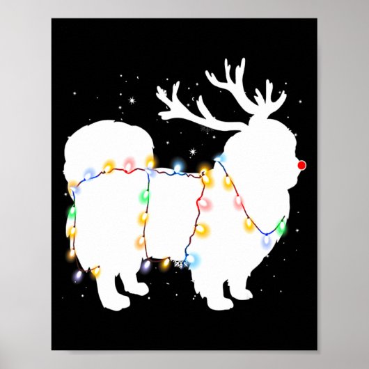Funny Pekingese Dog Tree Christmas Lights Xmas Paj Poster (Voorkant)