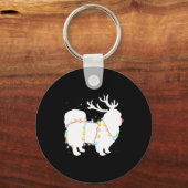 Funny Pekingese Dog Tree Christmas Lights Xmas Paj Sleutelhanger (Voorkant)